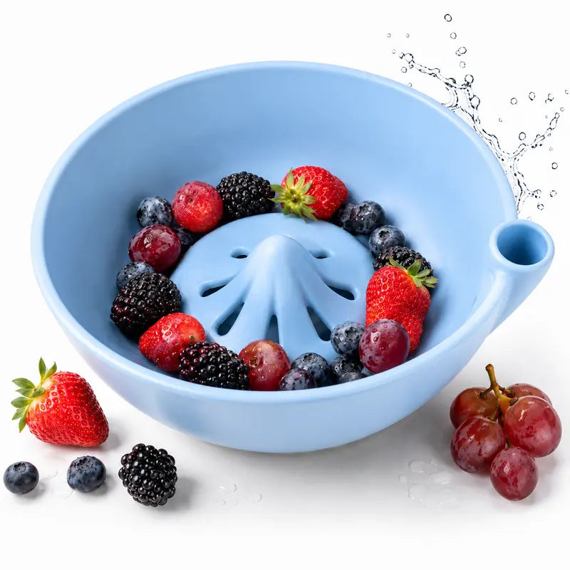 Self-Spinning Berry Washing Bowl