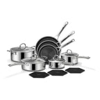 10-Pc & 14-Pc Hybrid Nonstick Stainless Steel Cookware Sets with Thermal Lids