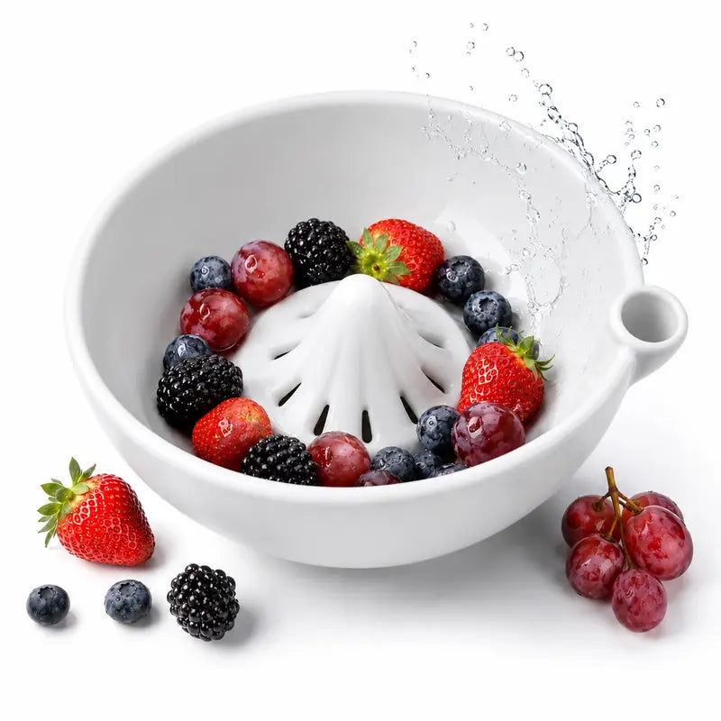 Self-Spinning Berry Washing Bowl