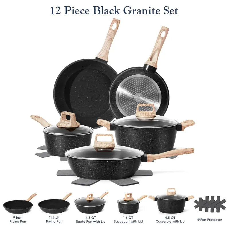 12-Piece Non-Stick Cookware Set | Granite Coating