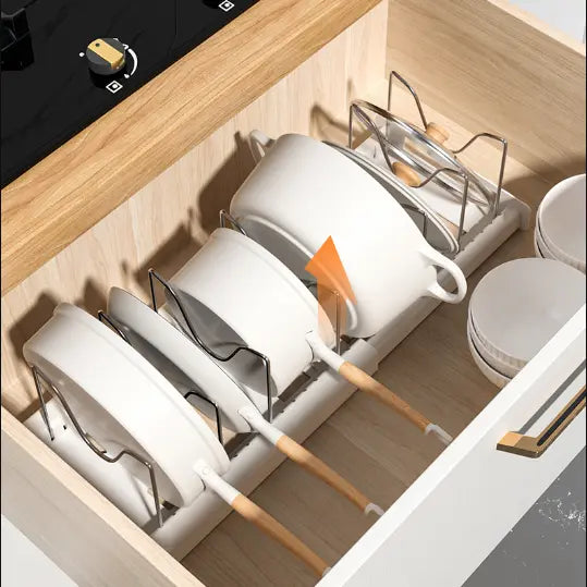 Pot Lid Organizer Rack - 7 Compartment Kitchen