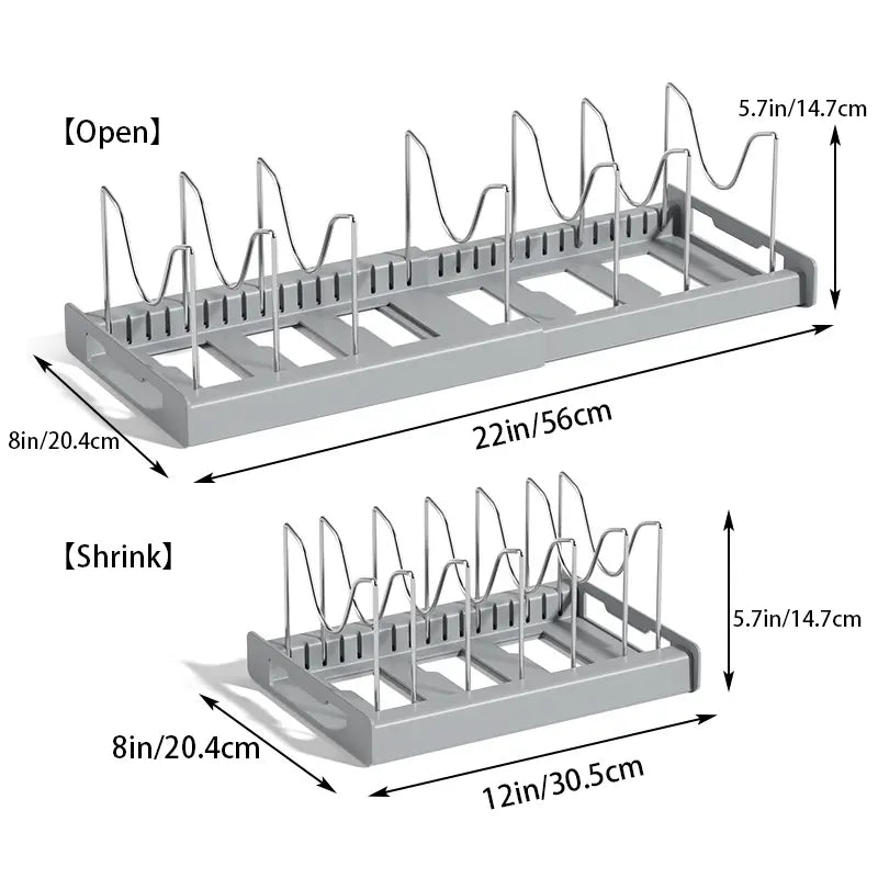 Pot Lid Organizer Rack - 7 Compartment Kitchen
