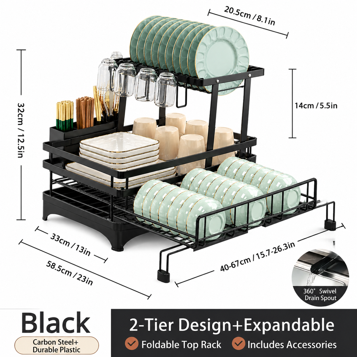 【Summer Deals】2-Tier Over Sink Dish Drying Rack