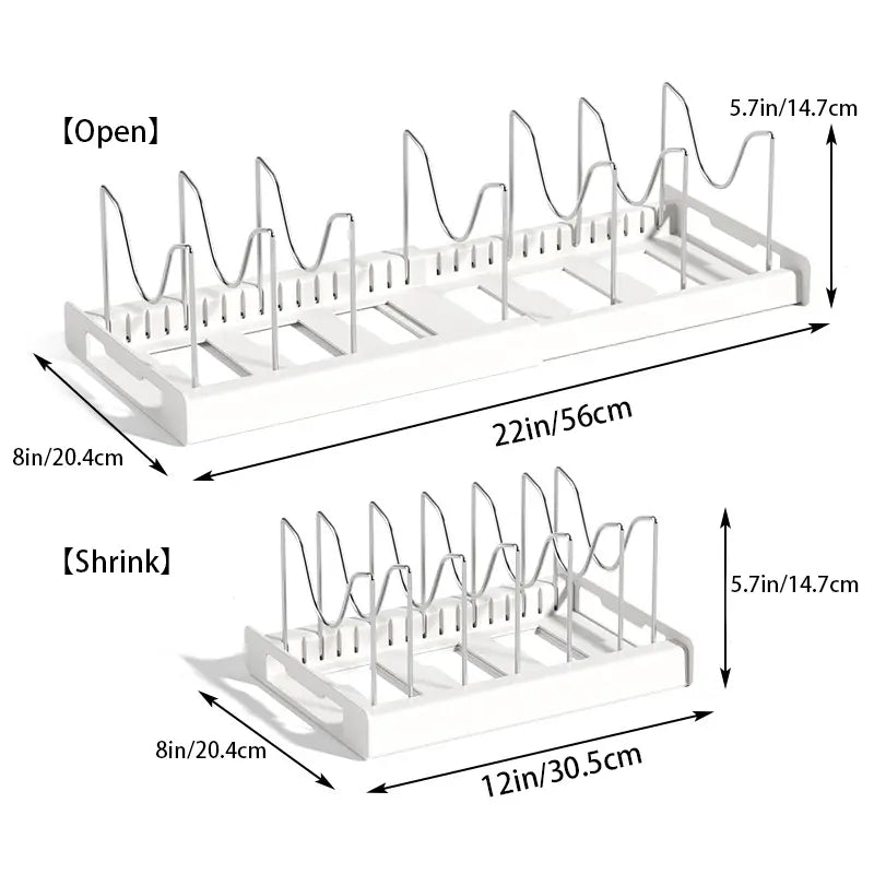 Pot Lid Organizer Rack - 7 Compartment Kitchen