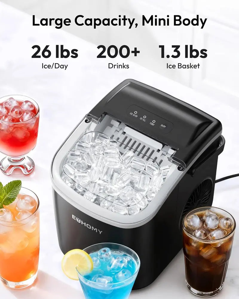EUHOMY Portable Ice Maker – 26Lbs/Day