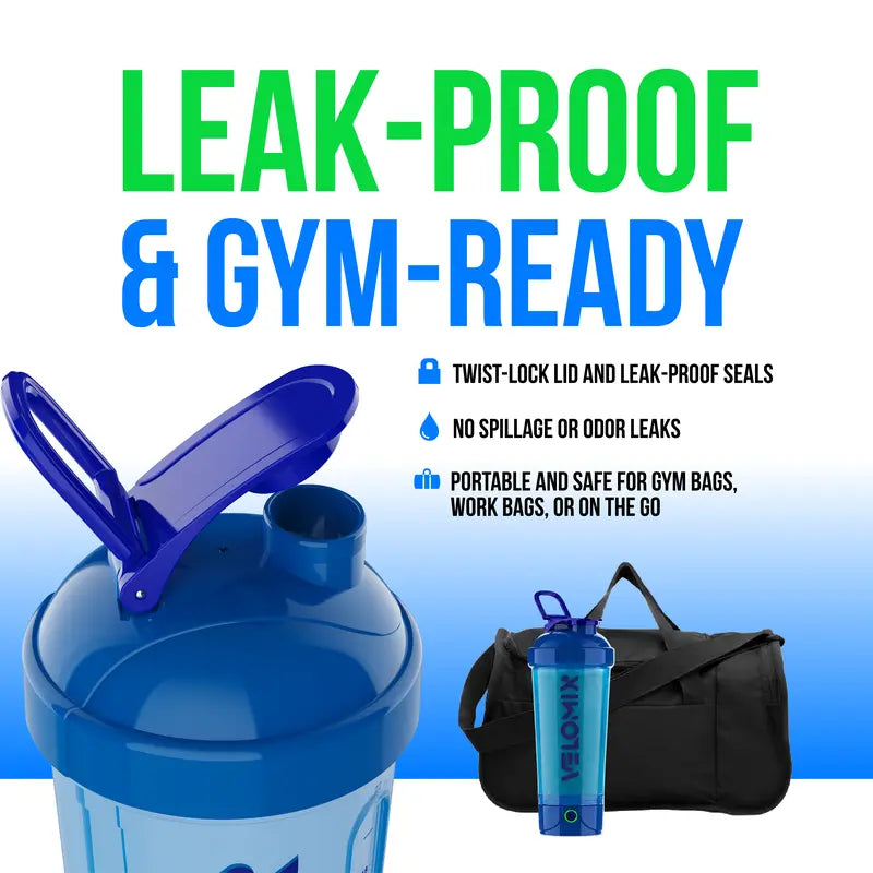 VELOMIX 24oz Rechargeable Protein Shaker Bottle