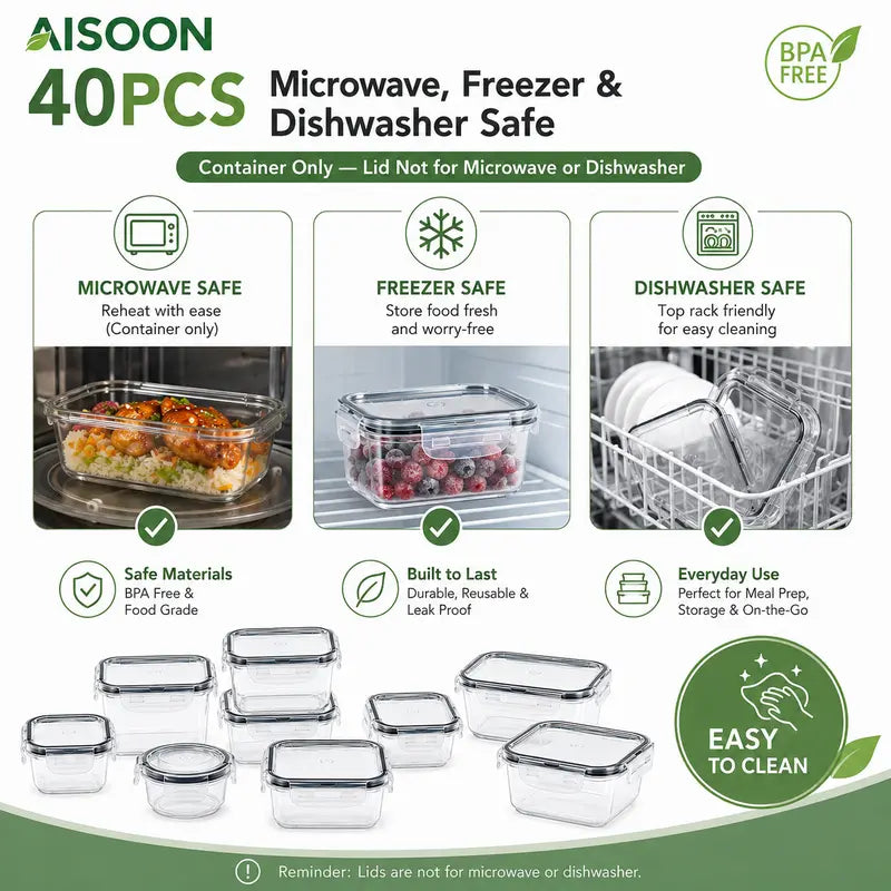 40-Piece Airtight Food Storage Containers Set