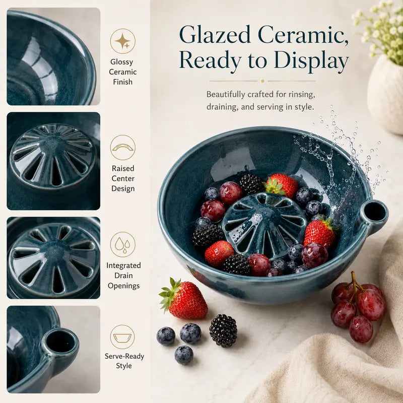 Self-Spinning Berry Washing Bowl