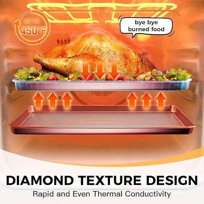 Diamond Texture Non-Stick Baking Sheet Set