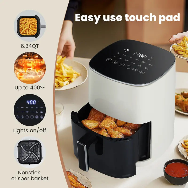 Sweetcrispy 6.34 QT Digital Air Fryer – 12-in-1 Multi-Function