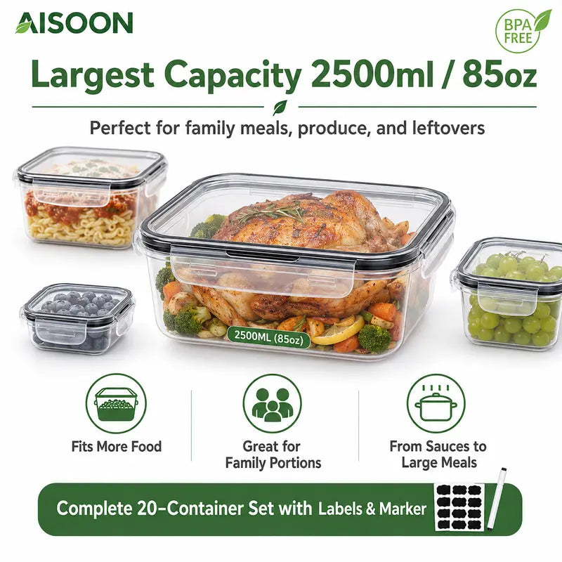 40-Piece Airtight Food Storage Containers Set