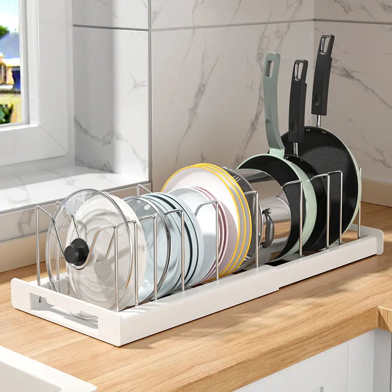 Pot Lid Organizer Rack - 7 Compartment Kitchen