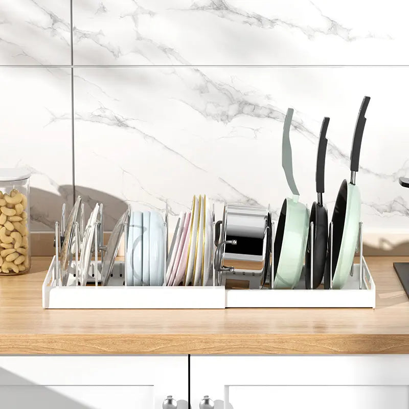 Pot Lid Organizer Rack - 7 Compartment Kitchen