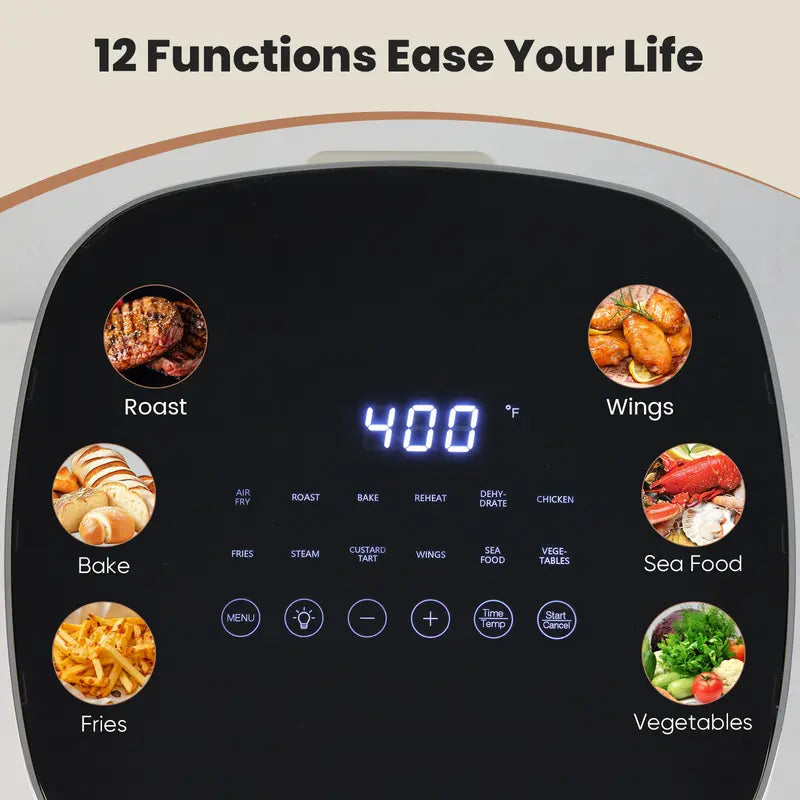 Sweetcrispy 6.34 QT Digital Air Fryer – 12-in-1 Multi-Function