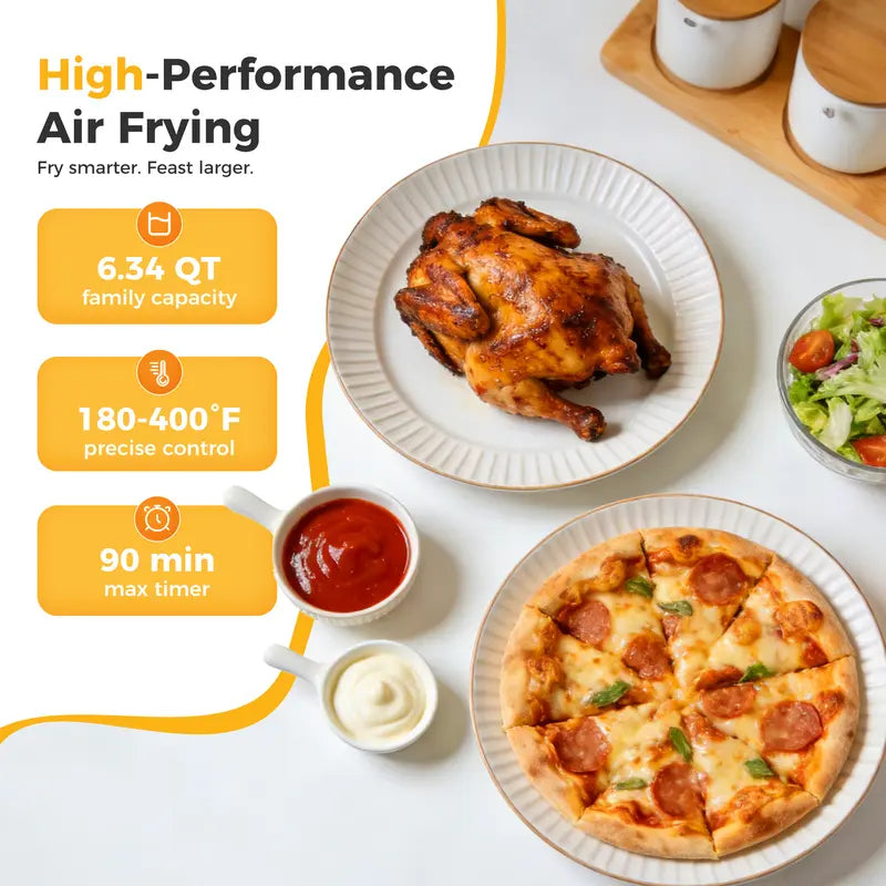 Sweetcrispy 6.34QT Air Fryer – Crispy Cooking with Less Oil