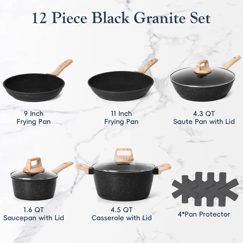 12-Piece Non-Stick Cookware Set | Granite Coating