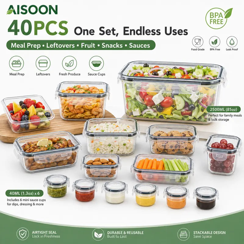 40-Piece Airtight Food Storage Containers Set