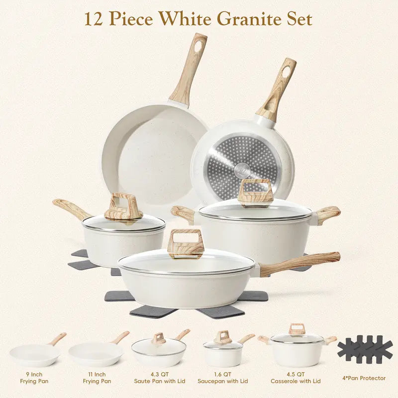 12-Piece Non-Stick Cookware Set | Granite Coating