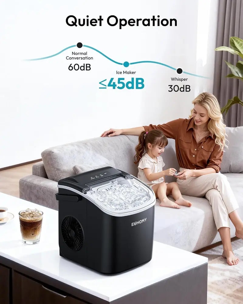 EUHOMY Portable Ice Maker – 26Lbs/Day