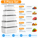 5-Pack Stackable Fridge Storage Containers