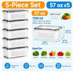 5-Pack Stackable Fridge Storage Containers