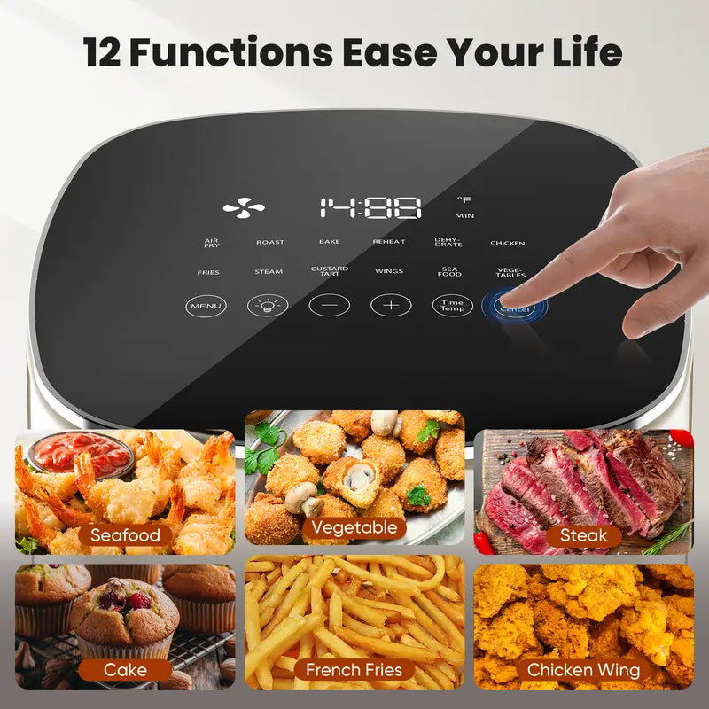 Sweetcrispy 6.34 QT Digital Air Fryer – 12-in-1 Multi-Function